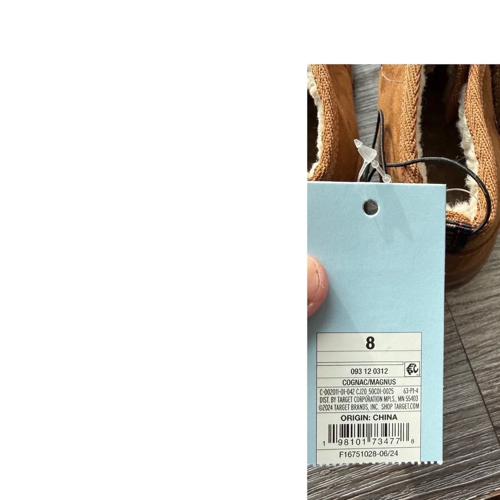 Cat & Jack Magnus Cognac Faux Suede Faux‎ Fur Lined Boots Toddler Size 8 NEW